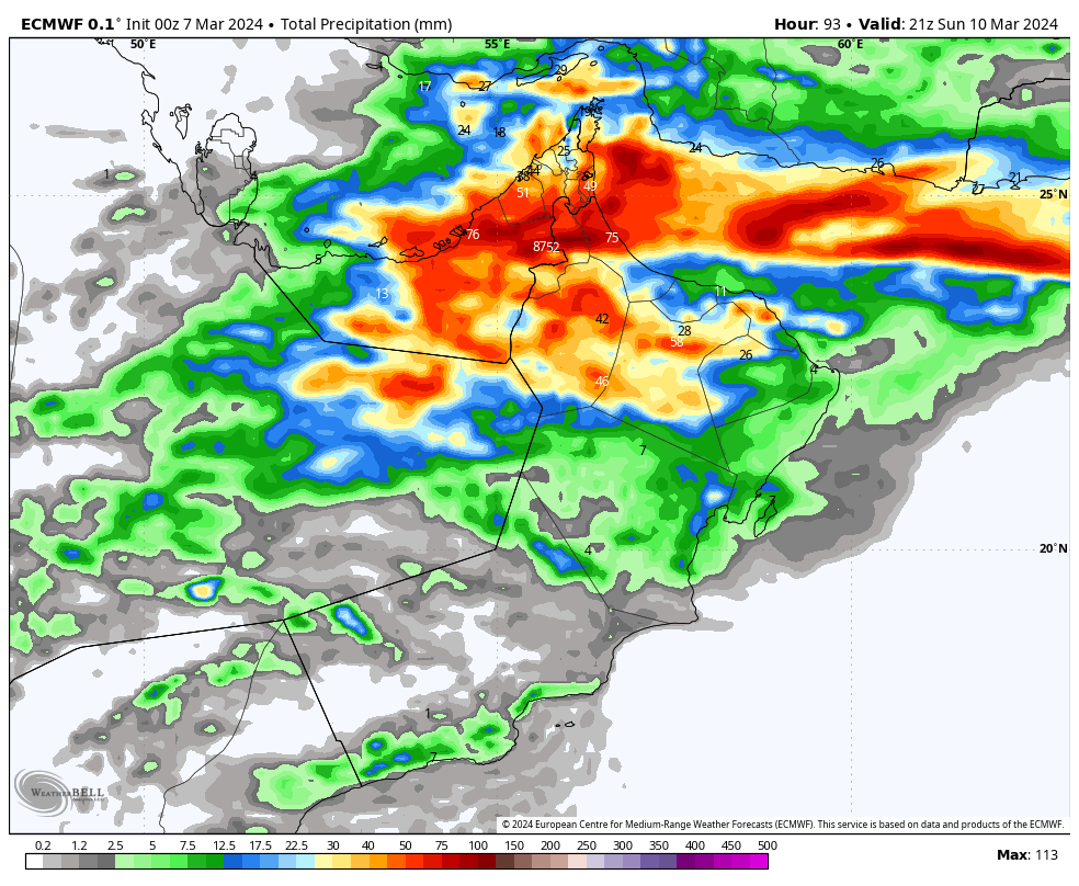 تحديثات الصباح: توقعات تراكم هطول الأمطار بمشيئة الله تعالى من النموذج الأوروبي حتى مساء الأحد، ومن المتوقع أن تتركز فرص هطول الأمطار وشموليتها خلال يوم السبت والله تعالى أعلم.
#اخدود_الريان