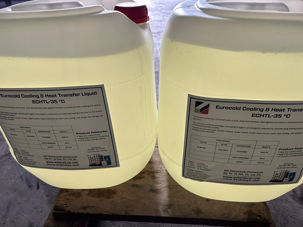 atcint's tweet image. Eurocold soğutma sıvıları, eksi dereceler için kullanılır. Eutectic fluids for minus temprature. #eutecticliquid #eutectic #eutecticfluids