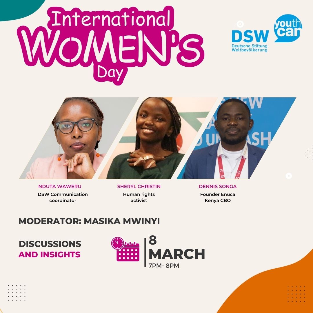 DSW Kenya welcomes you to a webinar to commemorate the International Women's Day, and delve into critical issues facing women today. 

Date: March 8
Time: 7pm

Register here: 
us06web.zoom.us/meeting/regist…