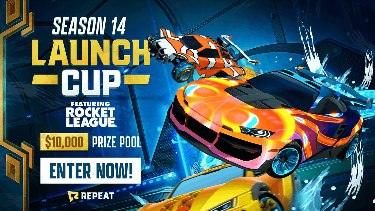🏎⚽We couldn't be MORE excited to host a <a href="/RocketLeague/">Rocket League</a> Season 14 Launch Cup on Repeat🏎⚽

🥳Celebrate the new season by joining this tournament with $10,000 in total prizes with 40% of users being paid out!! 

🥇1st place - $1,500
📜Rules / Format - Ranked 3v3 
🎟 Entry fee -