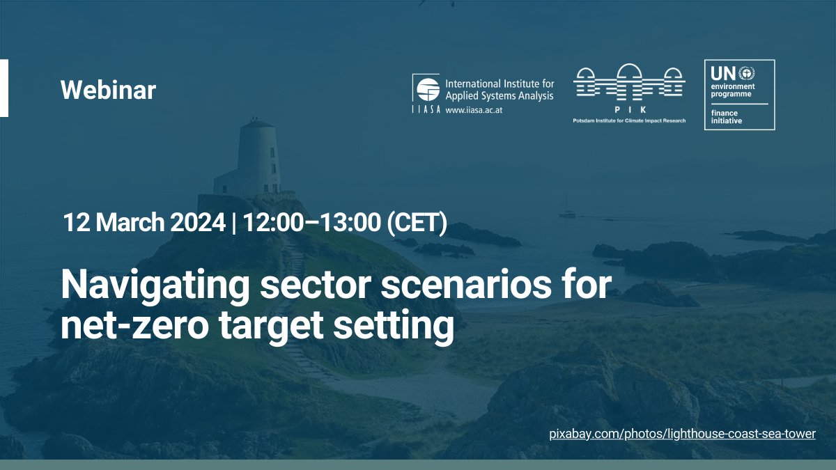 Navigating #climate scenarios as financial institutions isn’t easy. This is why IIASA, PIK and UNEP FI joined forces to map out some of the most common #netzero scenarios for target setting. Join this webinar to engage directly with the modelers: ow.ly/2a2950QIfa6