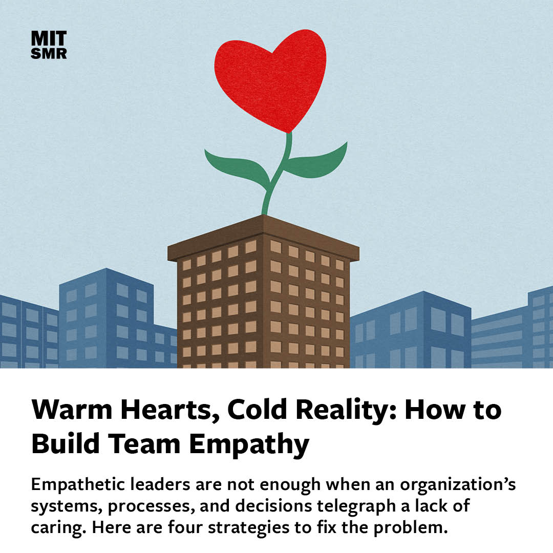 How to build team empathy: - Use employee personas to gut-check decisions. - Assign leaders to own key pieces of the employee experience. - Fix zombie processes that feel rude. Learn more: mitsmr.com/49K9IhT @meswift