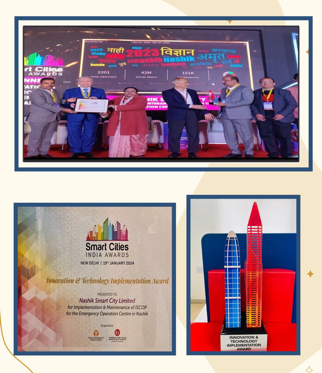 🏆 Exciting News! Nashik Smart City clinches the 'Innovation and Technology Implementation Award for Social Media Analytics' at the Smart Cities India event. 🌐🔍 Cheers to a tech-savvy future! #SmartCityKiSmartKahani #mohuaindia #smartcitymission #SmartCity #Innovation