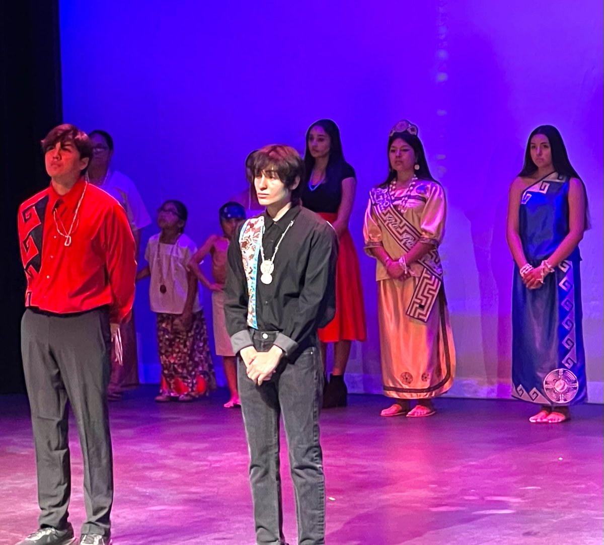 Enjoying the question and answer session at the Indigenous Education Fashion Show ⁦@ChandlerUnified⁩