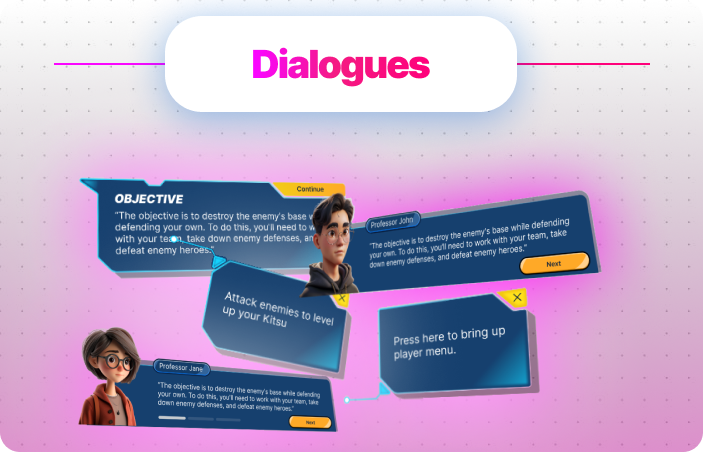 KitsumonWorld's tweet image. Stay immersed as characters react to unfolding events, keeping you engaged every step of the way. Plus, receive real-time objectives to keep the adventure thrilling and dynamic! 🎮✨ #GameFeature #ImmersiveGaming #KitsumonBattle @KitsumonBattle