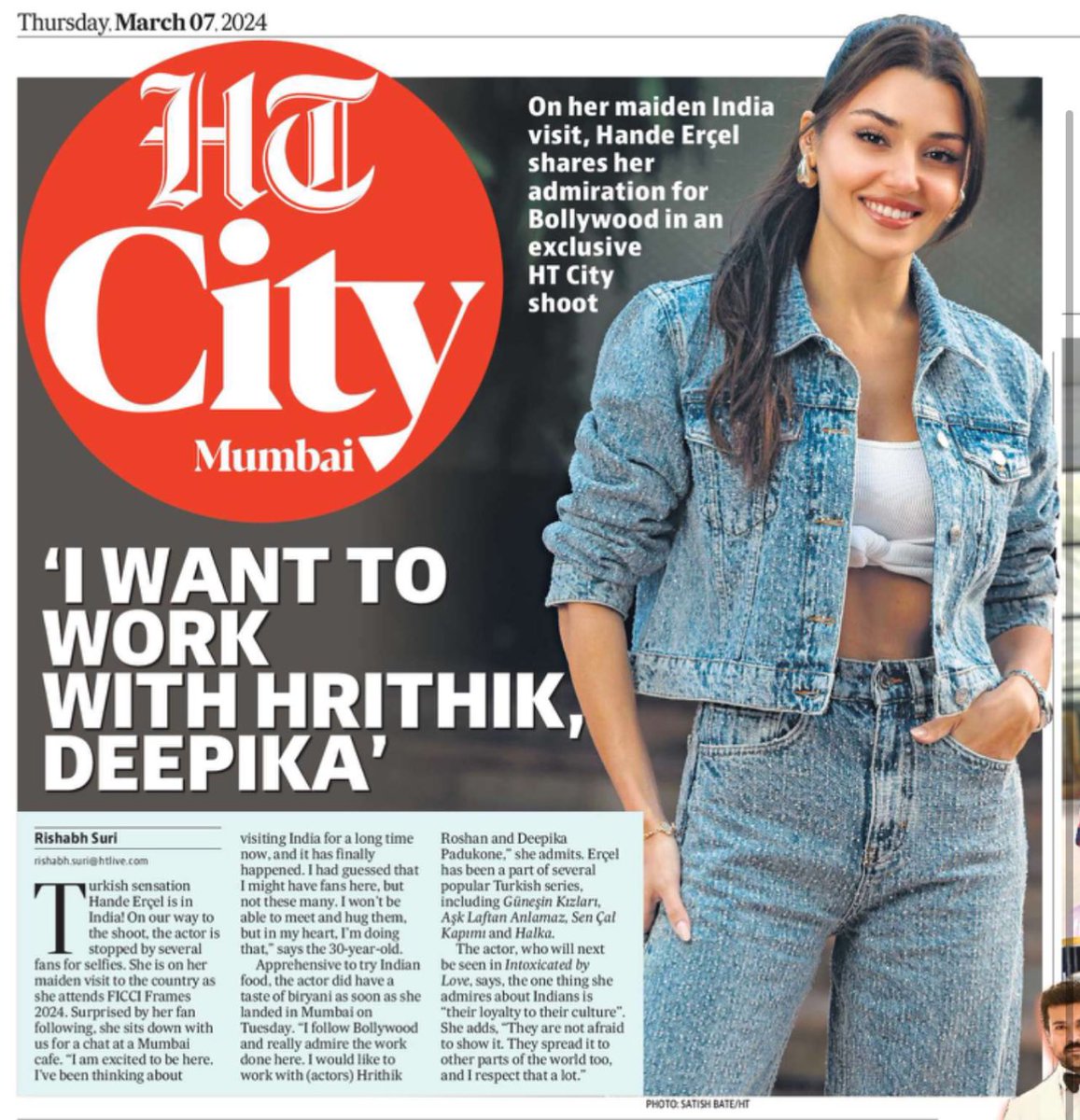 And here is the print version of my interview with #HandeErcel, out today :) It’s her first time in India. Don’t miss the special shoot she has done exclusively for us! #exclusive