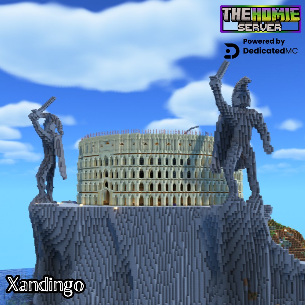 My WIP Colosseum build on #TheHomieServer ! 
Still lots to do!! 

If YOU want to start a server with your friends use the code "HOMIE" to get 15% OFF a new fantastic DedicatedMC server!  Click here: dedimc.promo/homie