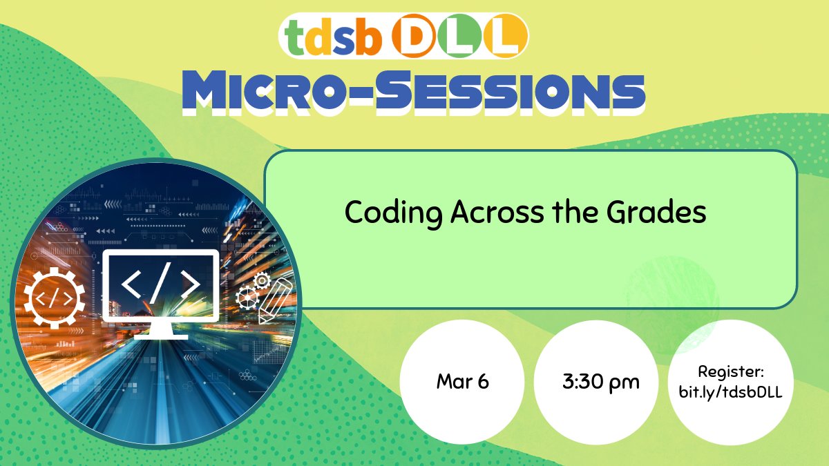 Missed today's sessions? Check out the presentation slides now posted on the #tdsbDLL site! Coding Across the Grades 🔗bit.ly/tdsbDLL