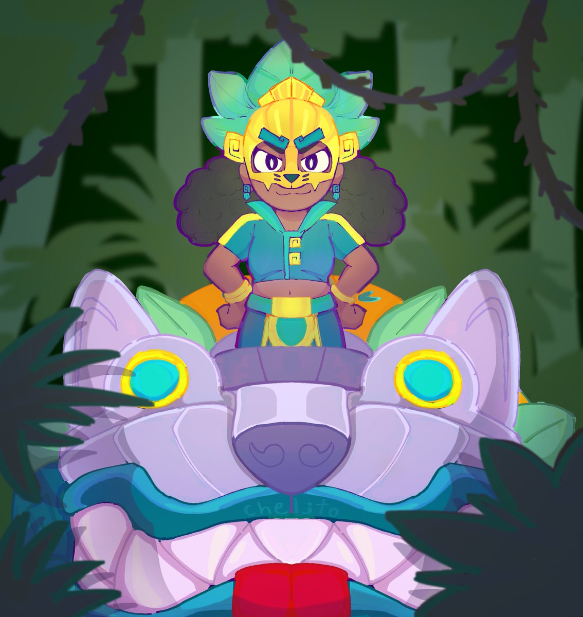 Cheljto's tweet image. La pura verdad no le se al sombreado ni luz pero igual me gustó como quedó (Dibujo en honor a mi primer stardrop del modo competitivo)

#BrawlStars #megbrawlstars #competitivemode #jaguarspiritmeg #brawlstarsfanart #brawlstarsart #Powerleagueskin