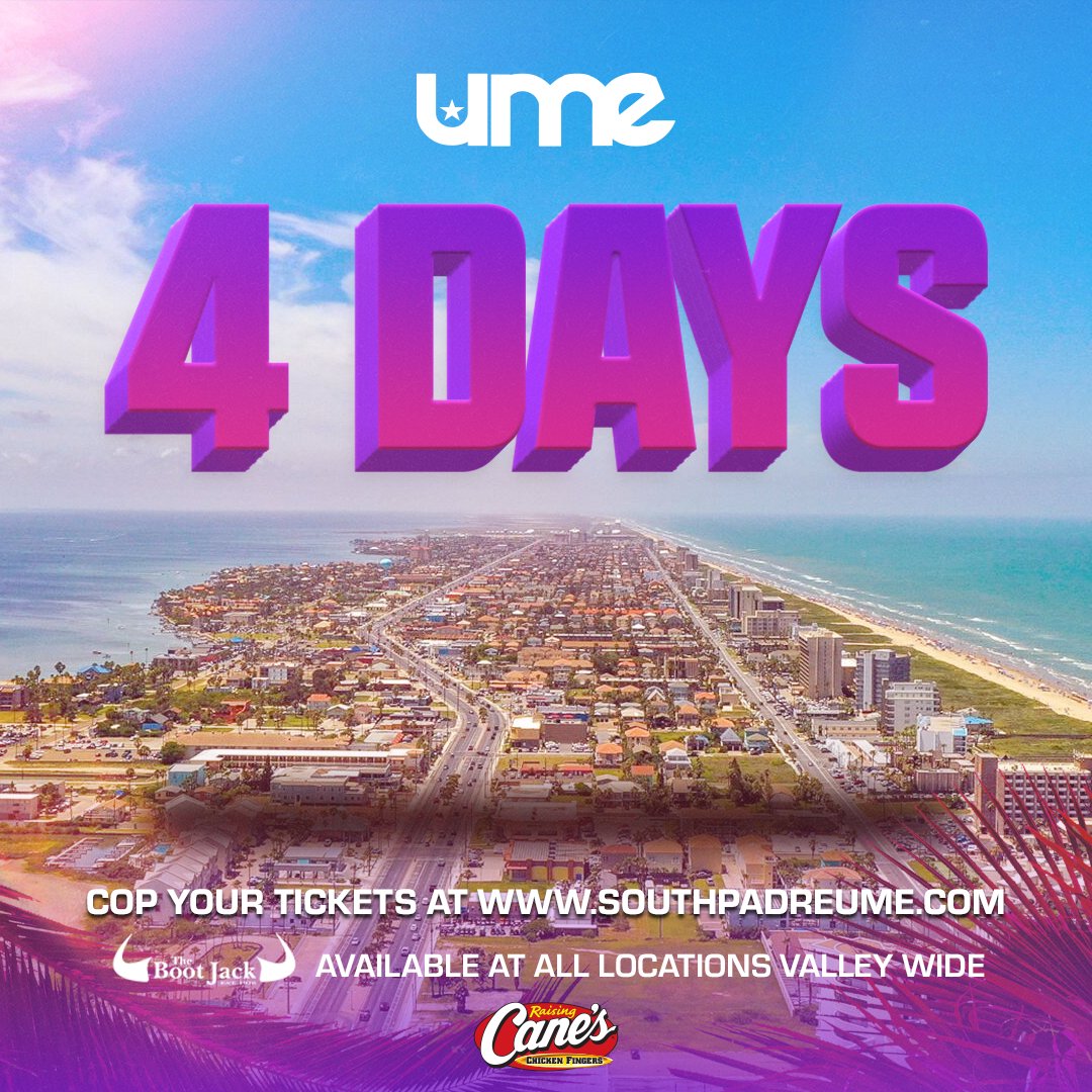 UME is upon us! 4 days to go!! Sights, sounds and a lot of new memories! Cop your tickets at southpadreume.com or available at all The Boot Jack locations valley wide!