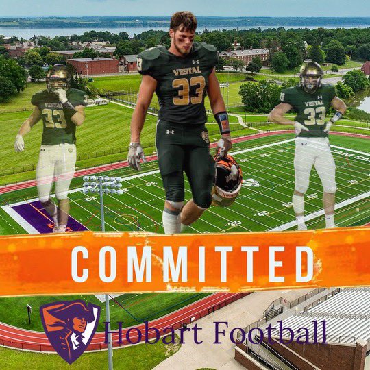 I would like to announce that I have committed to Hobart &amp; Williams Smith to continue my athletic and academic career! 🏈🟧🟪  
<a href="/HobartFootball/">Hobart Football</a> <a href="/Coach_DeWall/">Kevin DeWall</a> <a href="/CoachD_Delgado/">David Delgado</a> #TheHobartWay #HigherStandard #Team130 #GoStatesMen