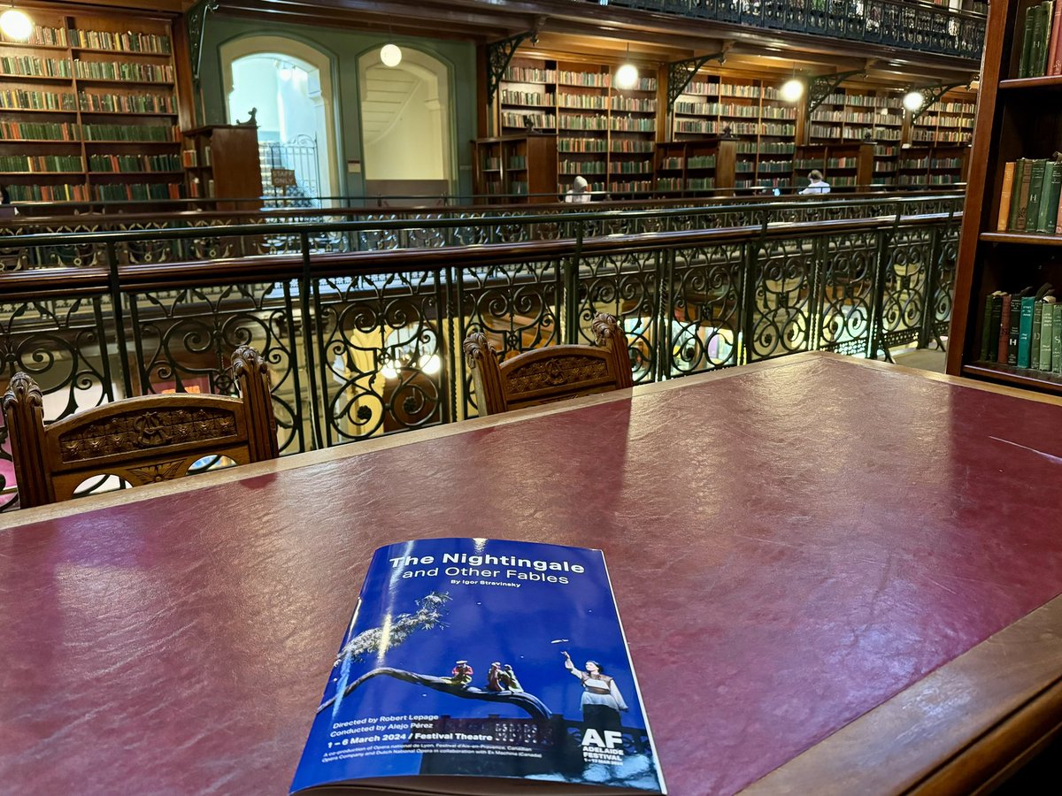 What a great spot to be writing my review of @adelaidefest’s The Nightingale and Other Fables, here in the Mortlock Wing at @SLSA.