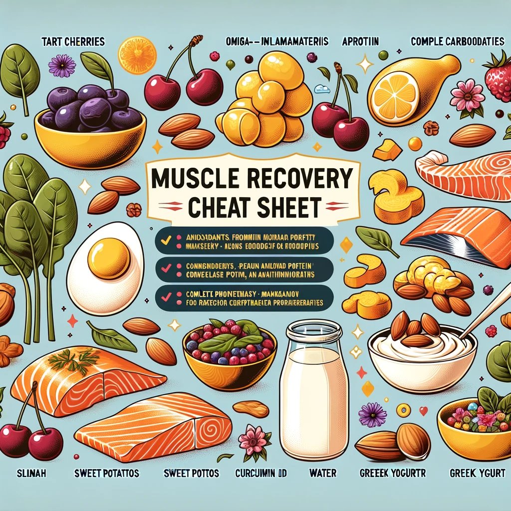 MatrixMysteries's tweet photo. MUSCLE RECOVERY CHEAT SHEET:
Tart Cherries🍒 = antioxidants, anti-inflammatory properties
Eggs🍳 = protein, vitamin D
Salmon🍣 = omega-3 fatty acids, protein
Spinach🍃 = magnesium, iron
Sweet Potatoes🥔 = complex carbs, manganese
Quinoa🌾 = complete protein, carbs
Almonds🥜 = protein, vitamin E
Greek Yogurt🍶= protein, probiotics
Turmeric🫚= curcumin, anti-inflammatory
Water💧 = hydration, essential for muscle repair