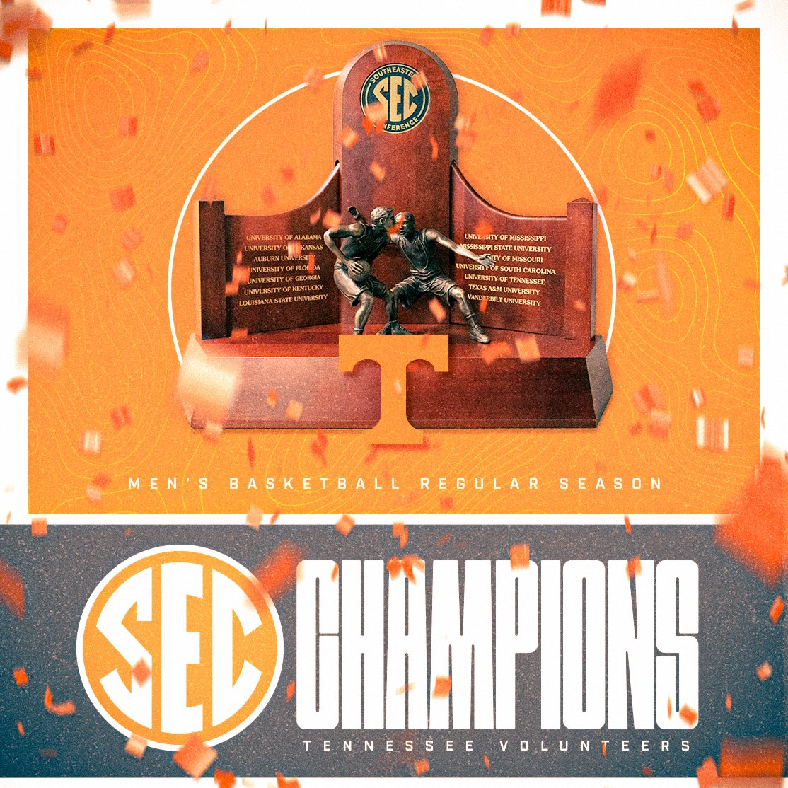 For the first time since '08...

<a href="/Vol_Hoops/">Tennessee Basketball</a> is bringing an #SECMBB regular season title back to Rocky Top! 🔝