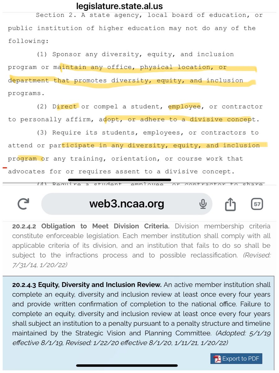 The 25 white Republicans who wrote Alabama’s new anti-DEI bill may have inadvertently made college football (and all Division I NCAA sports) illegal

Roll Tide.