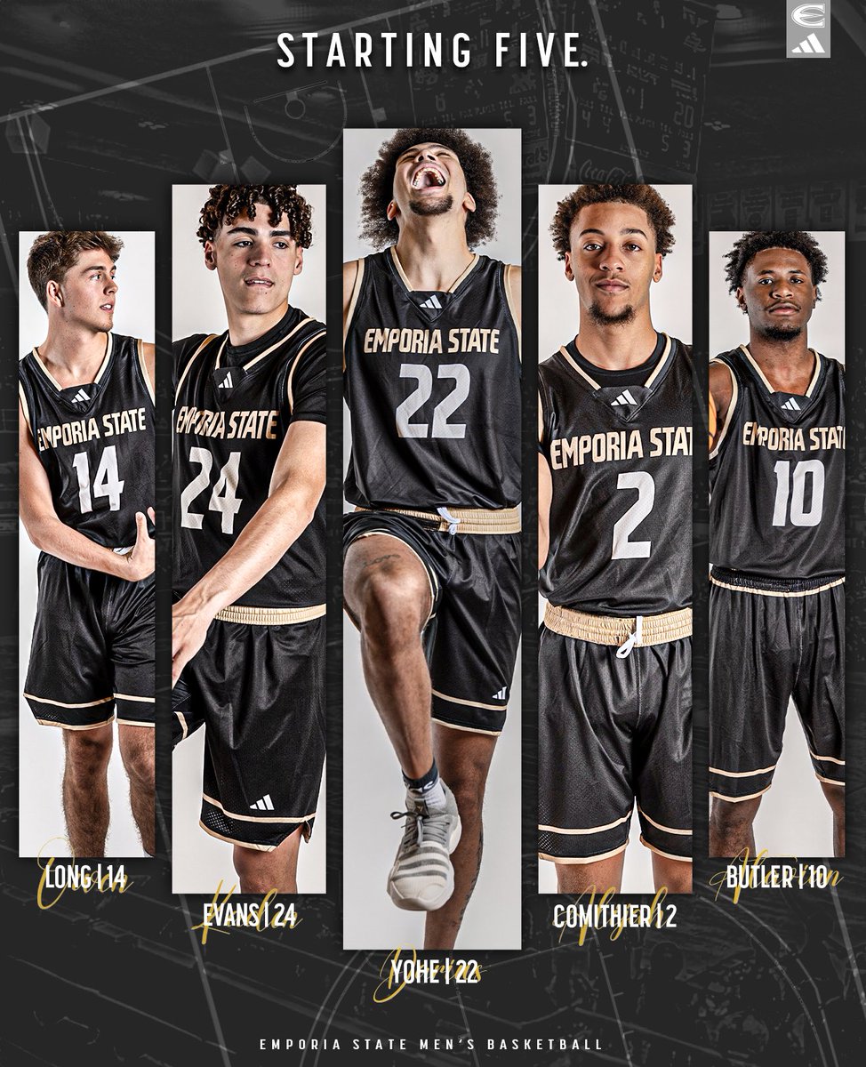 Our starting five vs. Lincoln Tip off at 8:15 PM CST #GoEmporia ||| #StingersUp