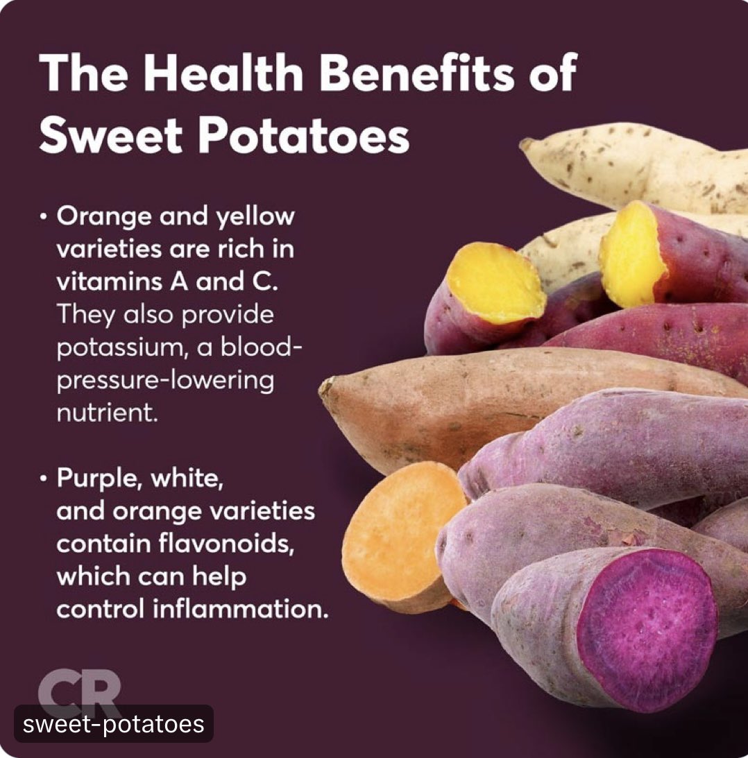 vincentmenezes's tweet photo. Purple #sweet_potatoes are a good source of beta-carotene but are an even richer source of anthocyanin pigments, which act as antioxidants that can help reduce #inflammation and boost your #immune_system…. https://t.co/jns9qNcuX3