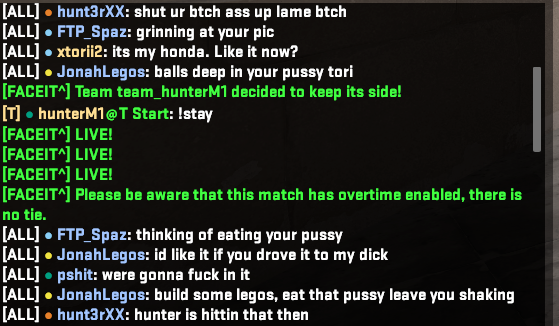 xTorii22's tweet photo. I feel for the other women in the CS scene. Sexual harassment is fricken real and absolutely disgusting. This shit needs to be stopped. More photos below. @FACEIT https://t.co/j19qDotWaq