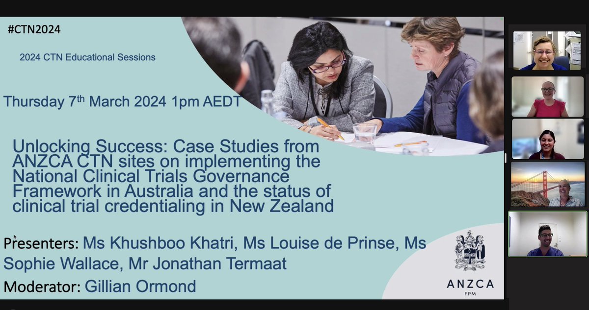 ANZCA Clinical Trials Network (@ctn_anzca) on Twitter photo The <a href="/ctn_anzca/">ANZCA Clinical Trials Network</a> educational session on the National Clinical Trials Governance Framework in Australia, along with an update on the current status of Clinical Trial Credentialing in NZ, is currently in progress. Thank you to our speakers & delegates who are joining us online
<a href="/ANZCA/">ANZCA</a> The <a href="/ctn_anzca/">ANZCA Clinical Trials Network</a> educational session on the National Clinical Trials Governance Framework in Australia, along with an update on the current status of Clinical Trial Credentialing in NZ, is currently in progress. Thank you to our speakers & delegates who are joining us online
<a href="/ANZCA/">ANZCA</a>