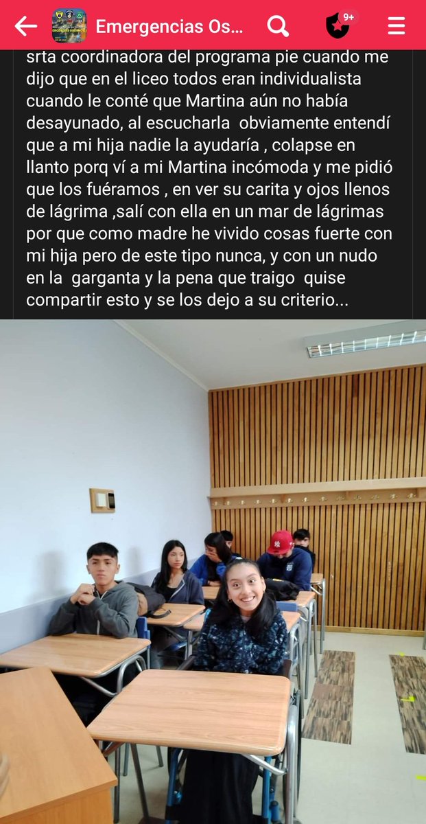 Geosorno01's tweet photo. Grave denuncia de madre de niña con necesidades especiales,acusa que su hija no fue asistida en el liceo de las américas de Entre Lagos,acusa que su hija no fue  asistida para ir a tomar desayuno quedándose sola en la sala @Mineduc @senadis_gob @daemosorno1 https://t.co/WcVzWR6LFZ