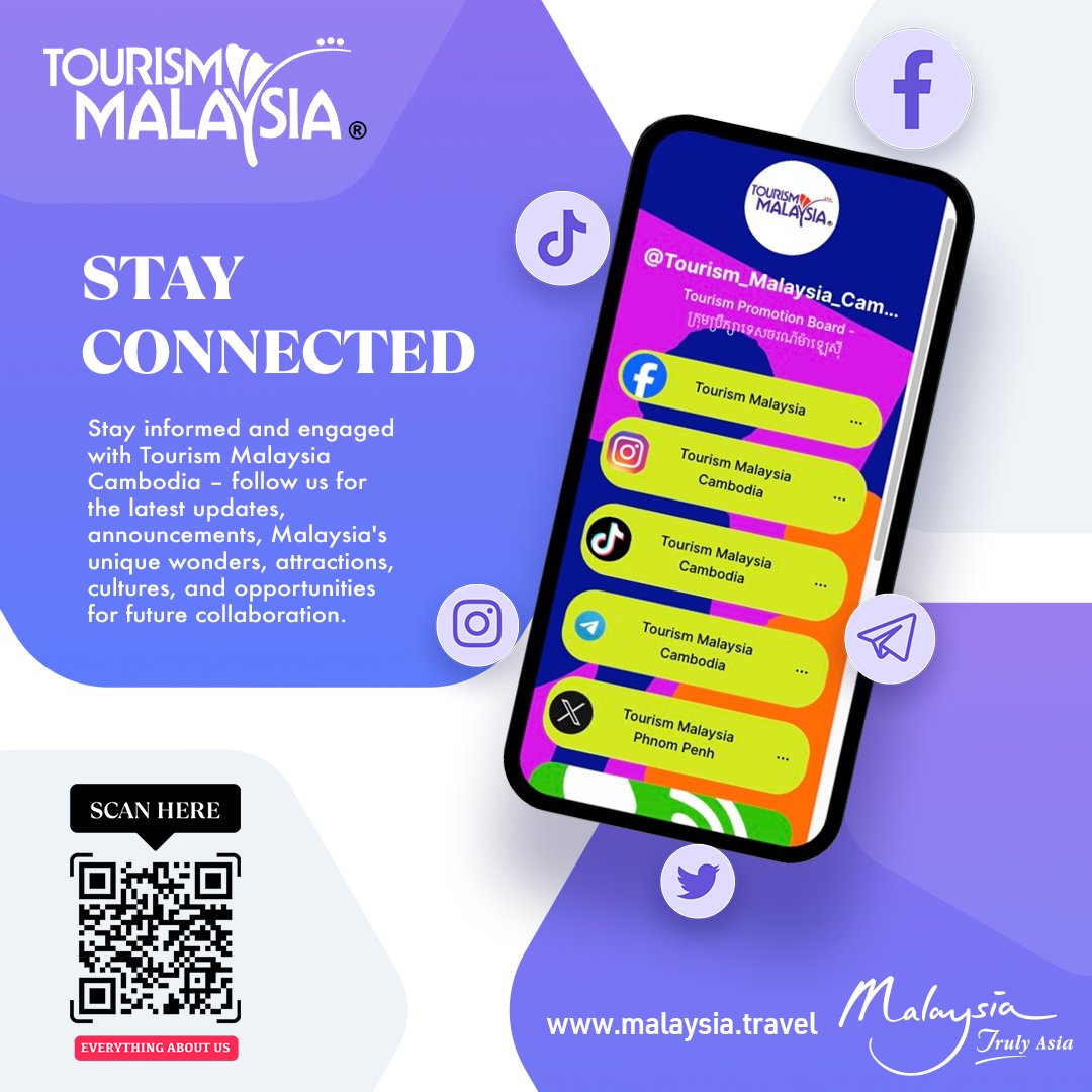 tmphnompenh's tweet photo. 🔗🇲🇾Stay connected with us! Scan the QR code or click the link below to join our digital community, and you'll never miss out on interesting updates, Malaysia's unique wonders, attractions, cultures...about Malaysia!

Explore further at: https://t.co/i8a8BLPNoj https://t.co/9WscAmJYYX