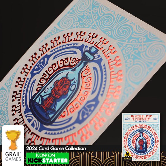 GrailGames's tweet photo. 🤩 #BottleImp loves his foil finish cards! You can pledge to receive this and 3 other card games via our latest Kickstarter! https://t.co/oJ8SROSp7W https://t.co/HVSrrdVAfu