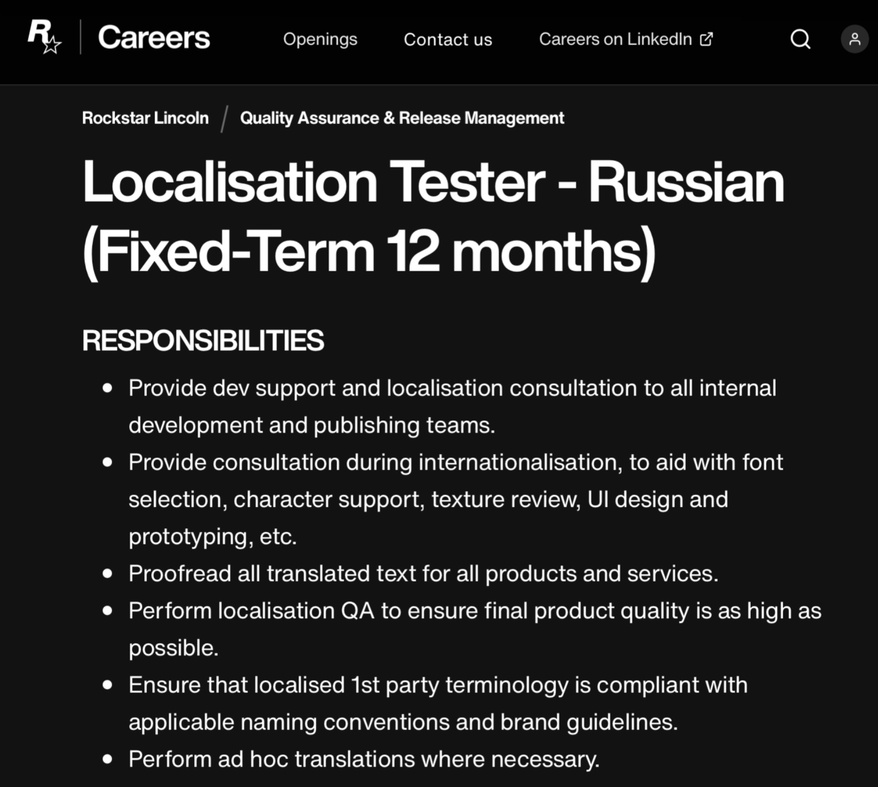 GTA 6 Countdown ⏳ on X: &ldquo;This QA position requires a Russian 