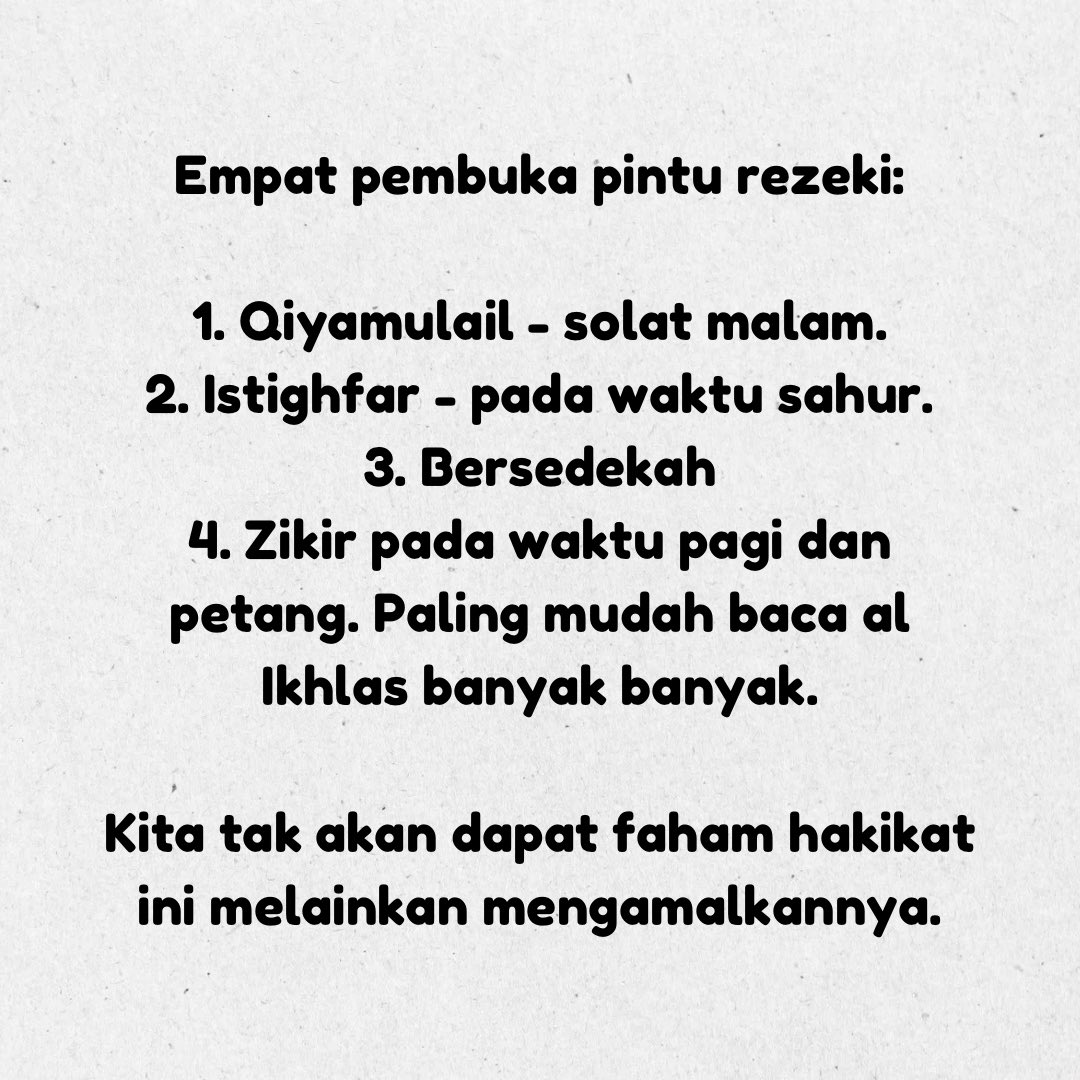 SantapanMinda's tweet photo. 4 pembuka pintu rezeki. 🤲🏻 https://t.co/82nTsBFIEG
