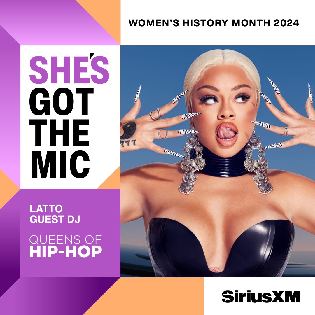 #ShesGotTheMic All week you have the opportunity to check out our #QueensOfHipHop channel on @siriusxm channel 79. Tons of friends stopping by, like today we had @latto777 as our Guest DJ at 5pmET. Replay at 11pmET 📲 Listen link: sxm.app.link/QueensofHipHop… #WomensHistoryMonth