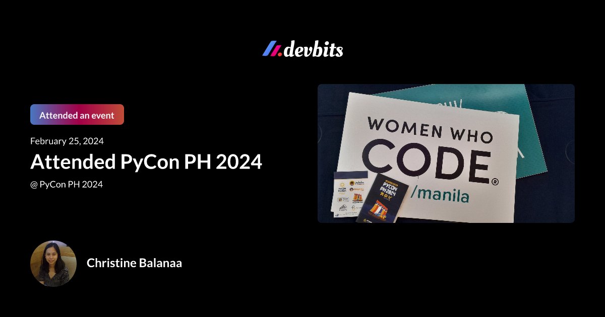 devbitsph's tweet image. . @iamsywid&apos;s Highlight from #pyconph2024 

&quot;Inspired to learn more about different topics and tools
 - Network Science 
- Simulation and Disaster Recovery...&quot; 
devbits.ph/iamsywid/highl…

What&apos;s your #PyConPH highlight? Share it at @devbitsph! 😉

#DevbitsPH #FilipinoDev