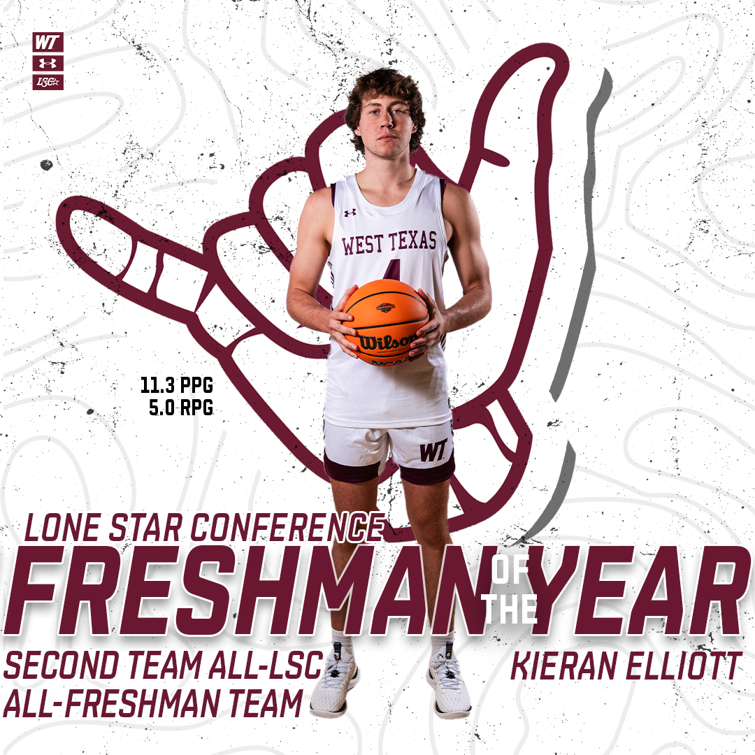 West Texas A&M Men’s Basketball (@wtamu_mbb) on Twitter photo Kieran Elliott earns <a href="/LoneStarConf/">Lone Star Conference</a> Freshman of the Year!! Elliott's performance this season also earned a spot on the Second Team and the All-Freshman teams
#BuffNation Kieran Elliott earns <a href="/LoneStarConf/">Lone Star Conference</a> Freshman of the Year!! Elliott's performance this season also earned a spot on the Second Team and the All-Freshman teams
#BuffNation