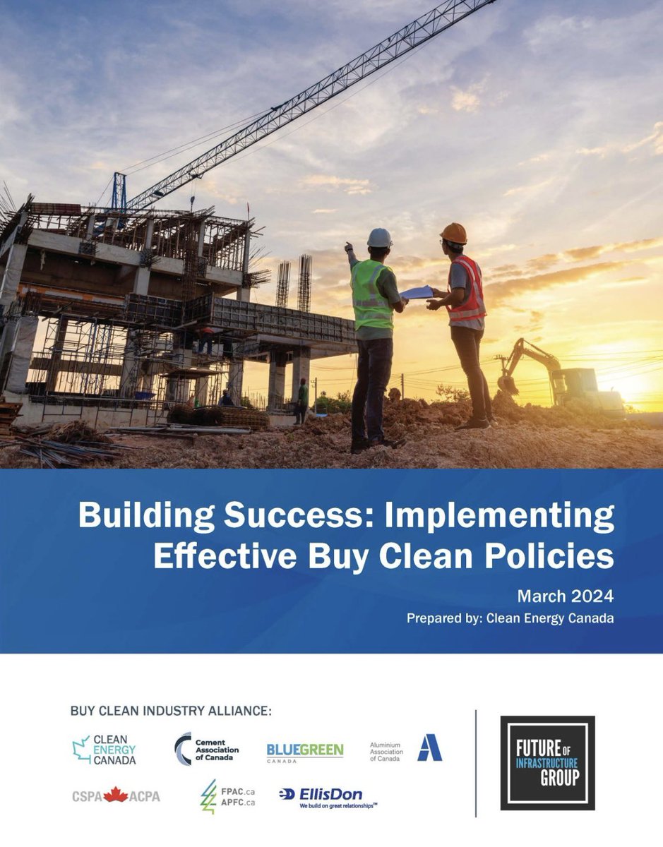Each year over $75 billion is invested in public #infrastructure in Canada. Our latest Future of Infrastructure Group report with the Buy Clean Industry Alliance provides a roadmap for green #procurement to reduce emissions, lifecycle costs + grow industry infrastructurelab.com/buy-clean/