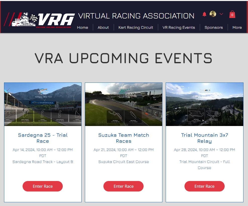 Join us for some competitive kart racing! Next month, we're kick-starting a series of races leading up to a full-blown KRC racing season this summer.  Check out all the details at vraracing.com and sign up today to secure your spot on the starting line.