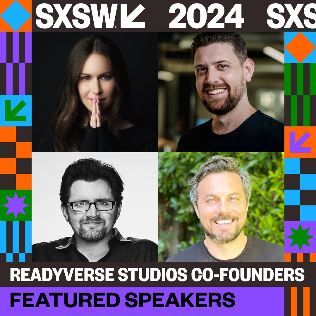 Just a few days until Readyverse Studios Co-Founders, Ernest Cline, @sharasenderoff, @aaronmcdnz and @dan_farah take the stage at #SXSW 2024. 📅: March 10, 4pm CT schedule.sxsw.com/2024/events/PP… Let us know if you'll be there 👇