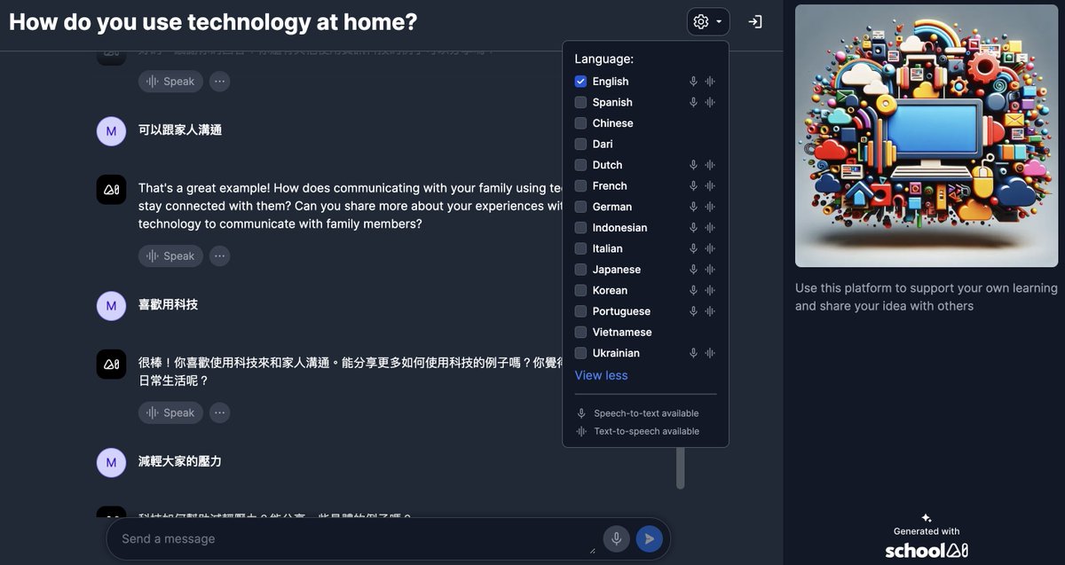🌟The <a href="/GetSchoolAI/">SchoolAI</a> chatbot is a game-changer.Explore it with G2Ts. To touch base with Ss background knowledge, use exit slips, and ask open-ended questions. Ts can review all chatbot 💬 and promote Ss positive responses.😀
#EdTech
#ade2023
#teachertwitter
#AIinEducation
#SchoolAI