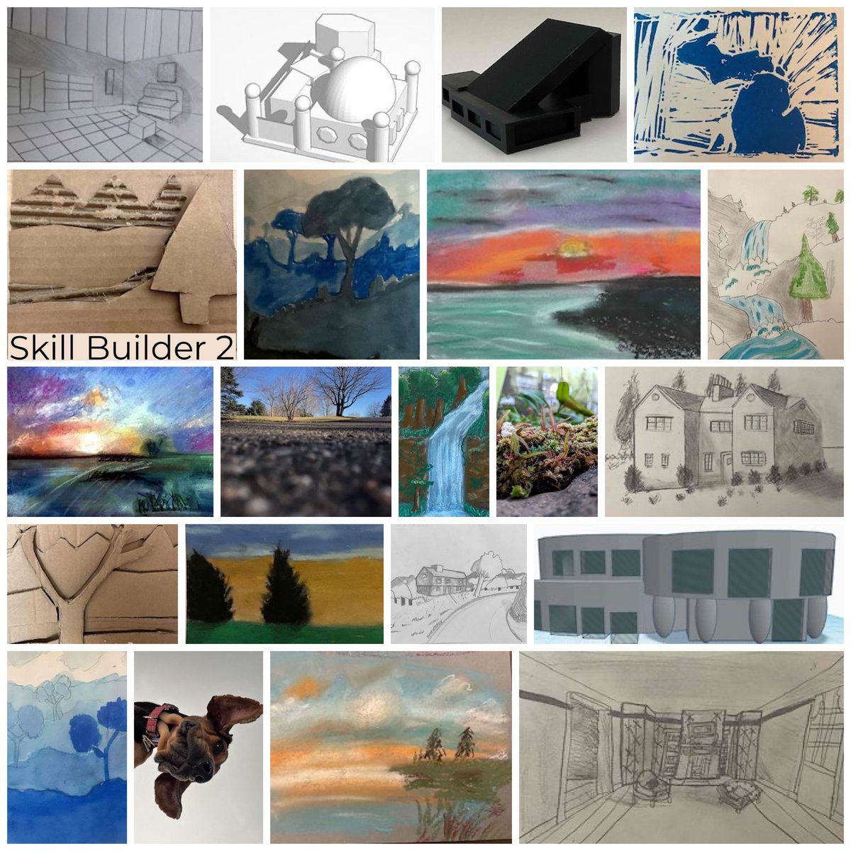 campbellartsoup's tweet image. Some preparation work leading into Challenge 2: Space and Place. Always fun to see which skill builders and bootcamps students pick! #mschat #k12artchat