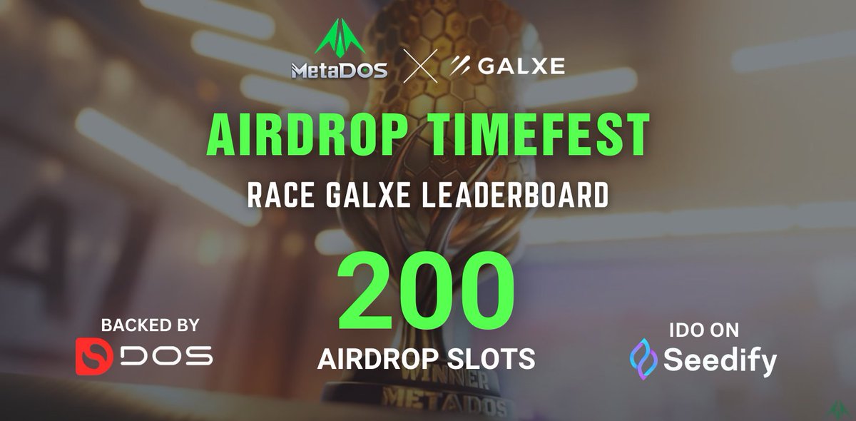 Join MetaDOS Time Fest and grab your chance at 200 GALXE AIRDROP SLOTS 🎁!
🔥 Climb our leaderboard by gathering points and claim your spot.
Are you ready to race &amp; win?
Join now: bit.ly/MetaDOSTimeFest