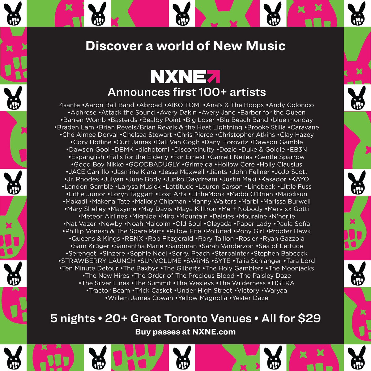 BIG ANNOUNCEMENT! 📣 We are so excited to share that we’ve been invited to play at <a href="/nxne/">NXNE</a> this year! June 12 - 16, 2024 / See you all very soon!