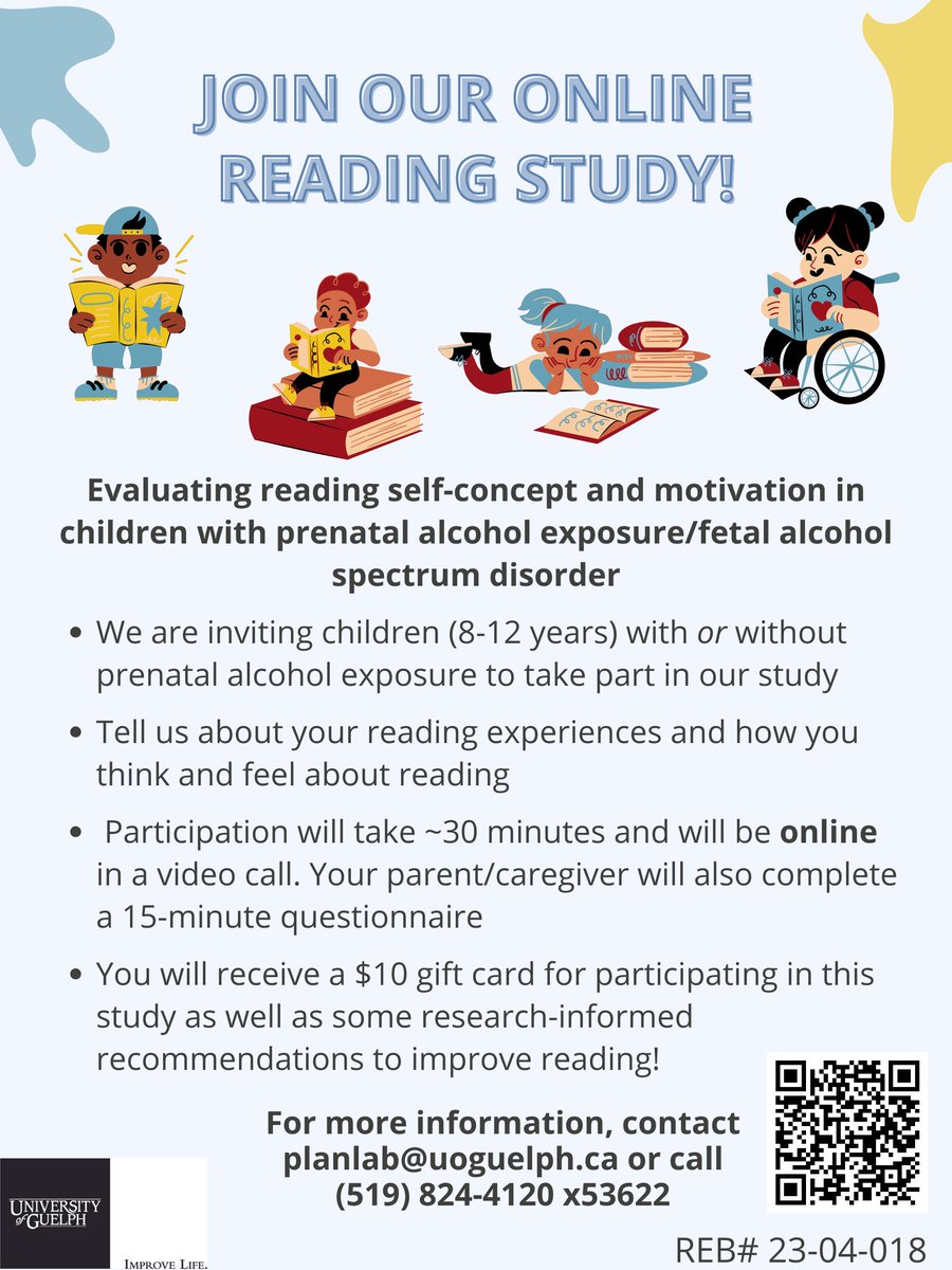 PLANLab (@planlabuofg) on Twitter photo We are inviting children across Canada with and without PAE/#FASD to participate in an online study on #reading experiences! Email PLANLab@uoguelph.ca for more information! shorturl.at/chGK0
<a href="/CanFASD/">CanFASD Research Network</a> <a href="/DrKMcLachlan/">Dr. Kaitlyn McLachlan</a> <a href="/KidsBrainHealth/">Kids Brain Health Network</a> <a href="/PlexusFASD/">Plexus FASD</a> <a href="/ROCKreachout/">ROCK - Reach Out Centre For Kids</a> <a href="/Health_Nexus/">Health Nexus</a> We are inviting children across Canada with and without PAE/#FASD to participate in an online study on #reading experiences! Email PLANLab@uoguelph.ca for more information! shorturl.at/chGK0
<a href="/CanFASD/">CanFASD Research Network</a> <a href="/DrKMcLachlan/">Dr. Kaitlyn McLachlan</a> <a href="/KidsBrainHealth/">Kids Brain Health Network</a> <a href="/PlexusFASD/">Plexus FASD</a> <a href="/ROCKreachout/">ROCK - Reach Out Centre For Kids</a> <a href="/Health_Nexus/">Health Nexus</a>