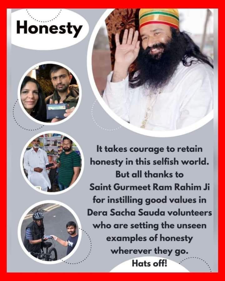 Anjushira's tweet photo. Honesty is often overshadowed in the selfish world . But there are shining examples who embody honesty and integrity in their actions. The volunteers of Dera Sacha Sauda have  commitment to #Honesty by returning #LostAndFound phones, money under the guidance of Saint MSG Insan. https://t.co/STPGGS2yOS