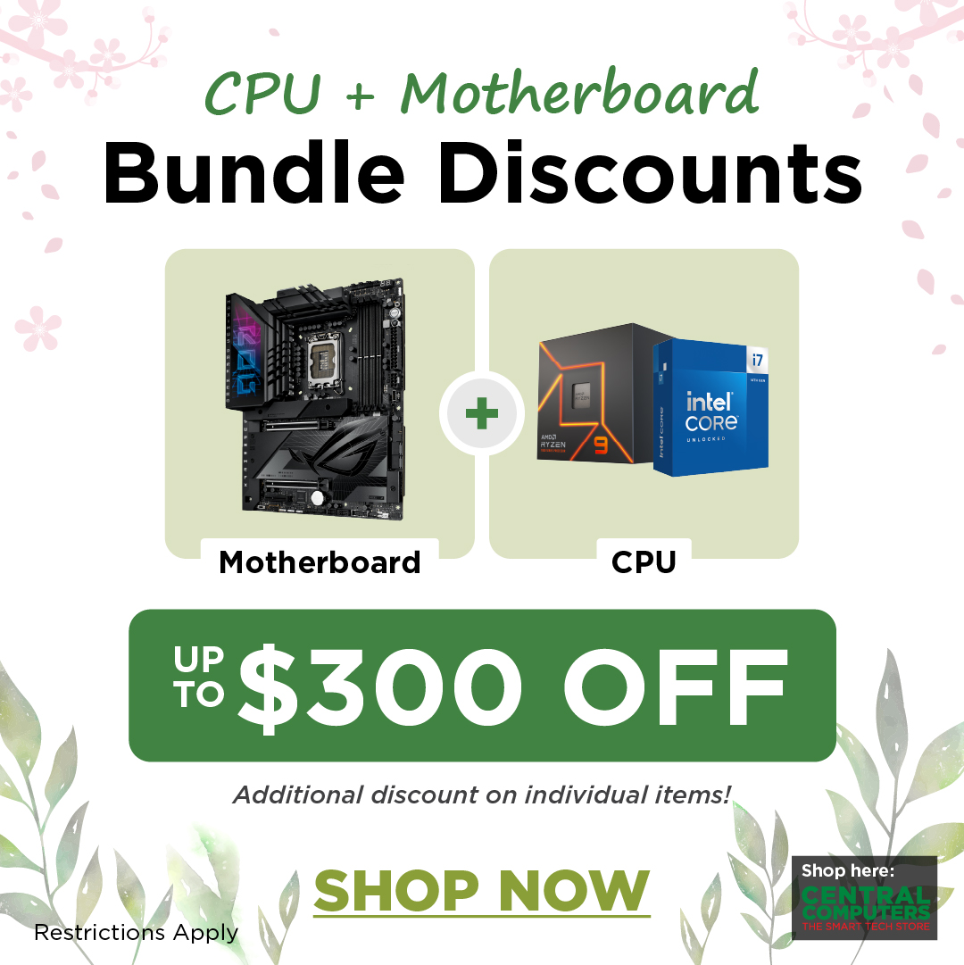 centralcomputer's tweet image. Grab our exclusive CPU+MB bundle deals and save up to $300! 💻✨ Upgrade now and experience unmatched performance for less. 

Don't miss out, your dream build awaits!
ow.ly/C2f350QN0x0

#pcbuild #pcsales #pcgamer #cpu