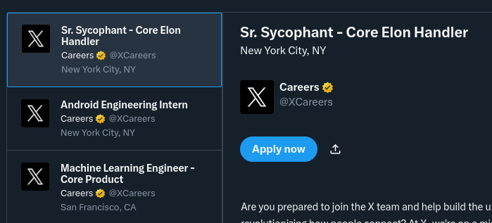 d00bl3s's tweet photo. The jobs on X are super weird https://t.co/O9CENH62w7