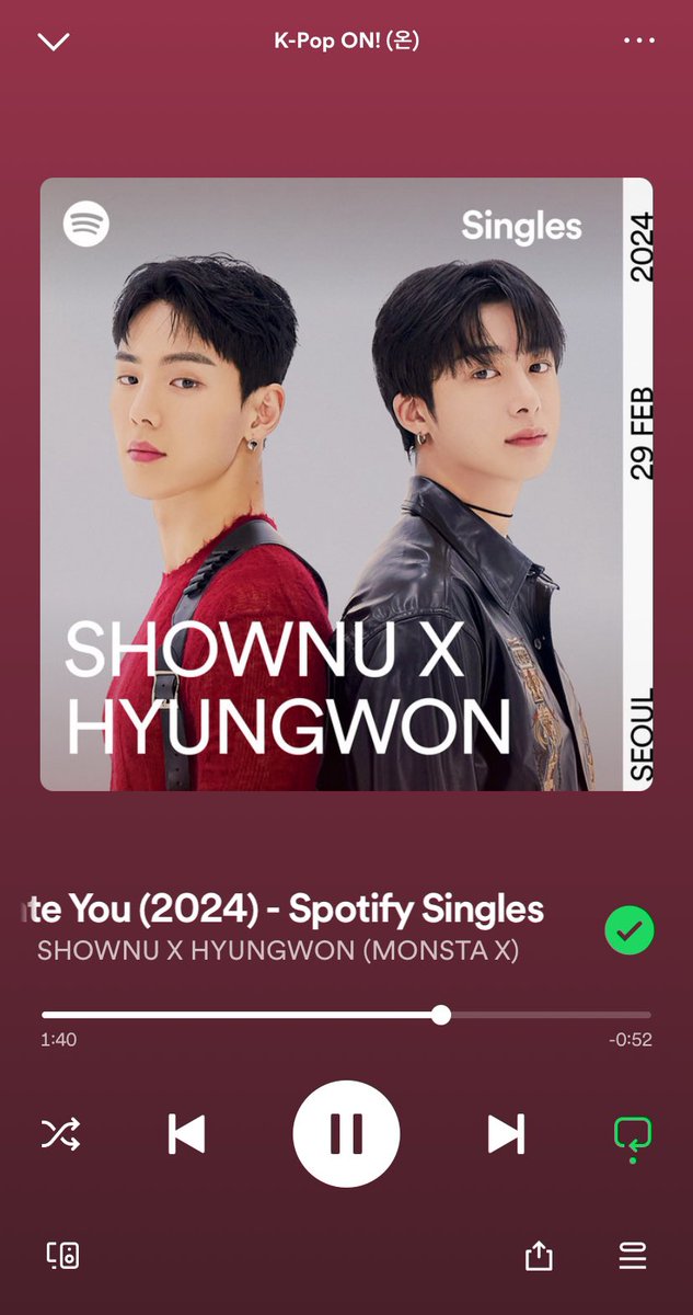 solange_1226's tweet photo. As a HOTTEST, I feel very grateful that they chose this great song of #2PM
Thank you for did a cover full of respect and love.🙏🏻
As a MONBEBE, I feel very proud of them.😘
https://t.co/bh5P4qA2jx
#SpotifyxSHOWNUxHYUNGWON #SpotifyxMONSTAX #SHOWNU #HYUNGWON #MONSTA_X https://t.co/1ukroNQ1gb