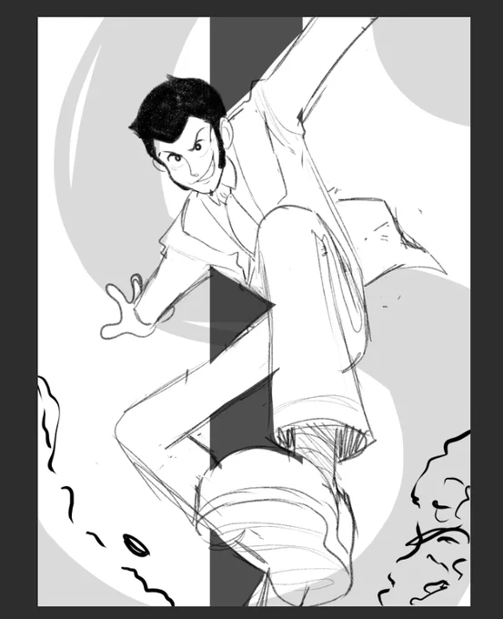 I've been wanting to draw him for months and it finally happened 
#artistontwittter #wip #lupinthethird 