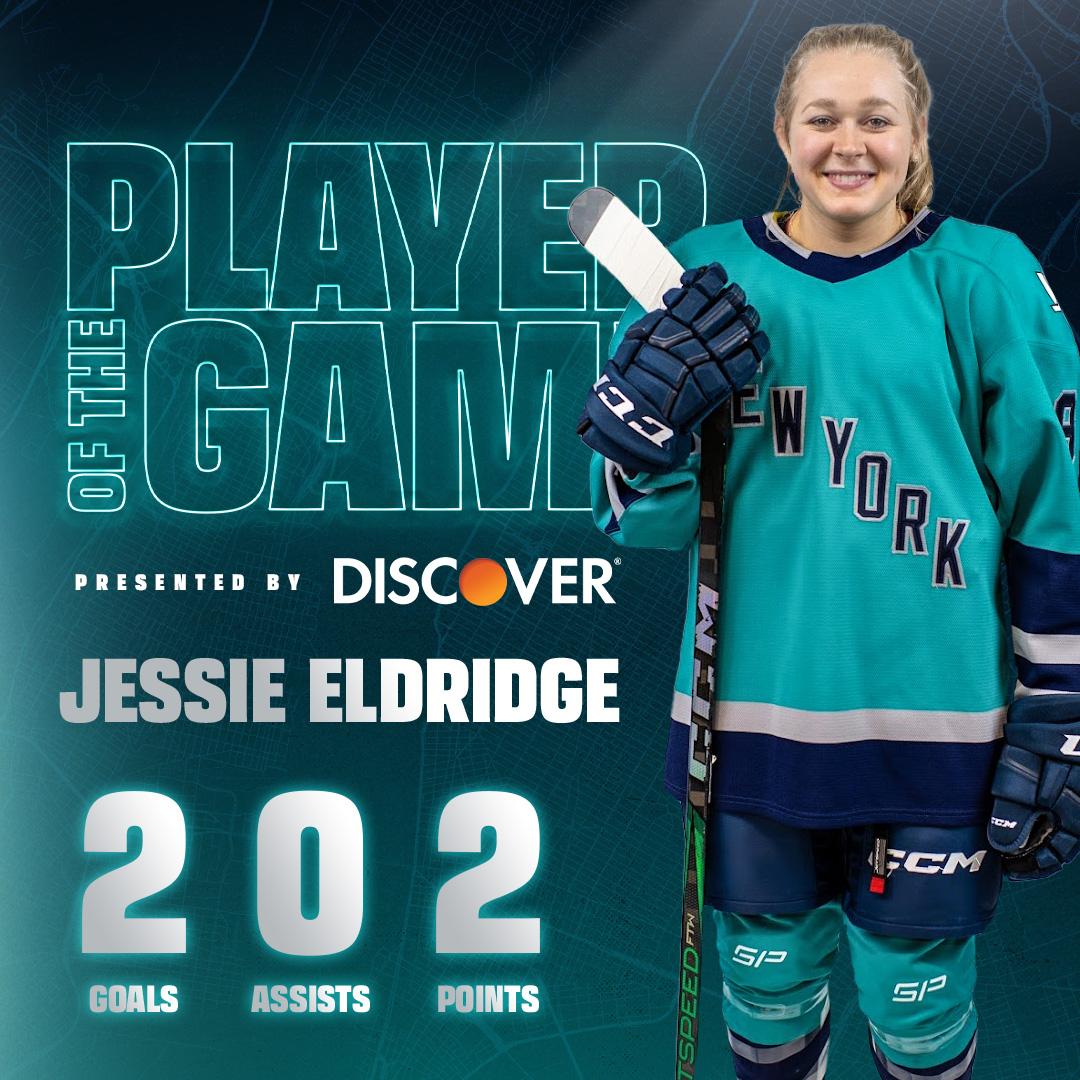 PWHL_NewYork's tweet photo. A two goal night gives our girl Jessie Player of the Game!

PWHL New York x @Discover https://t.co/Vf3ACOgMC0