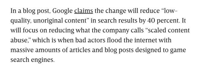 Google Is Finally Trying to Kill AI Clickbait https://t.co/3KVYUjYnnG https://t.co/Dy17bk1pgc
