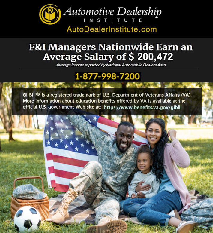 Proudly Welcoming US Veterans   autodealerinstitute.com/us-veterans youtu.be/ROA1O05ey4s Licensed and government approved. The only F&amp;I school to accept the Post-9/11 GI Bill®.   #fandi #training #jobplacement #finance #JobSeekers #veteransunite #Veterans #automobiles #dealerships