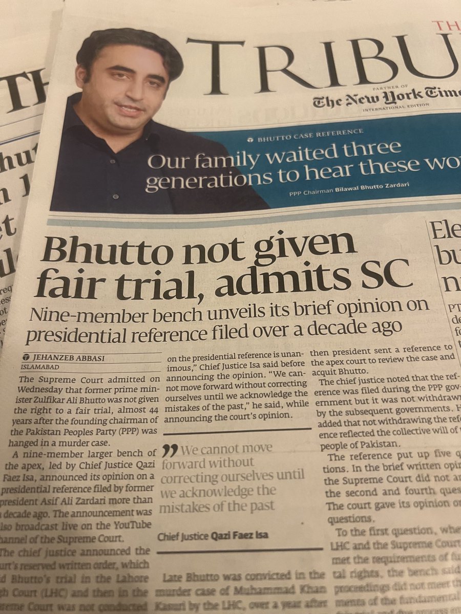 Great, historic decision by Supreme Court, reversing a wrong, as ZAB conviction & hanging were ‘Judicial Murder’! Will Supreme Court now also reverse current wrong: injustice/unfairness in ‘Electoral Murder’ of PTI Mandate by unjust denial of their rightfully won reserved seats!