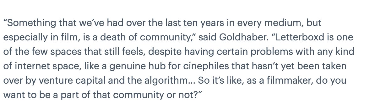 @michaelmohan @sxsw @SophyRomvari @letterboxd 'how to blow up a pipeline' utterly galvanized me when I saw it at @TIFF_NET in 2022. @chronopictures is one of the most articulate, thoughtful and talented filmmakers that we have and it was a thrill to speak to him about @letterboxd as a tool to build community.