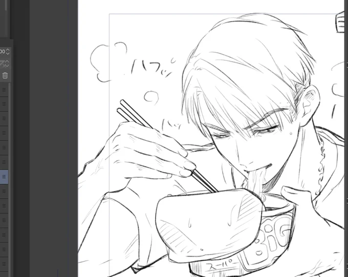 カップラ食べてるマヒル兄さん🍜 